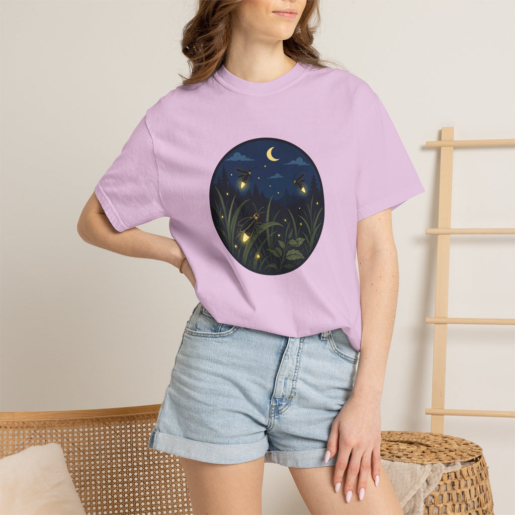Firefly Night T-Shirt — Moonlit Meadow Graphic Tee