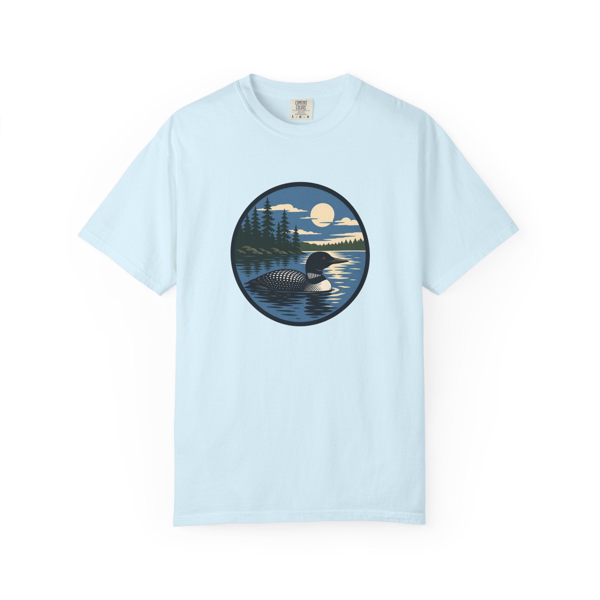 Loon Lake Sunset T-Shirt — Vintage Wilderness Loon Graphic