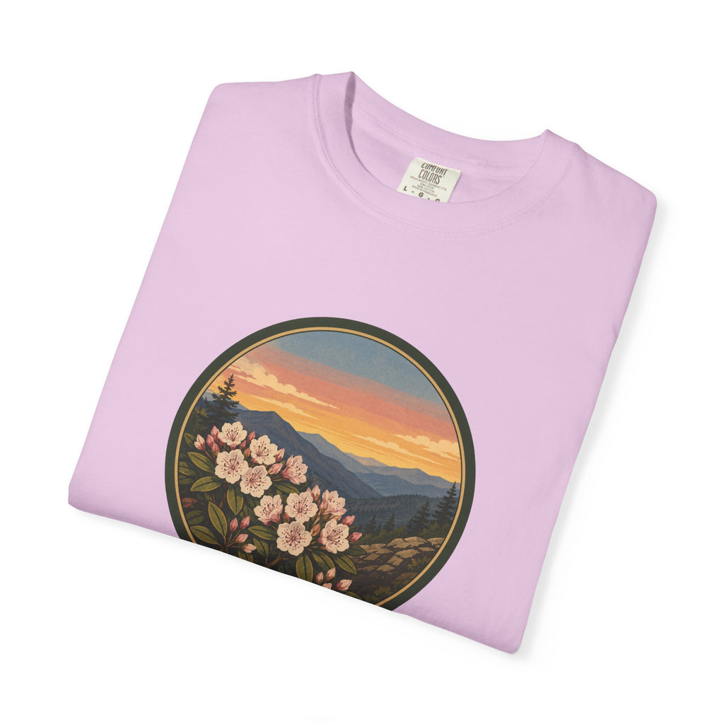 Mountain Laurel Bloom Sunset T-Shirt — Mountain Wildflower Graphic Tee