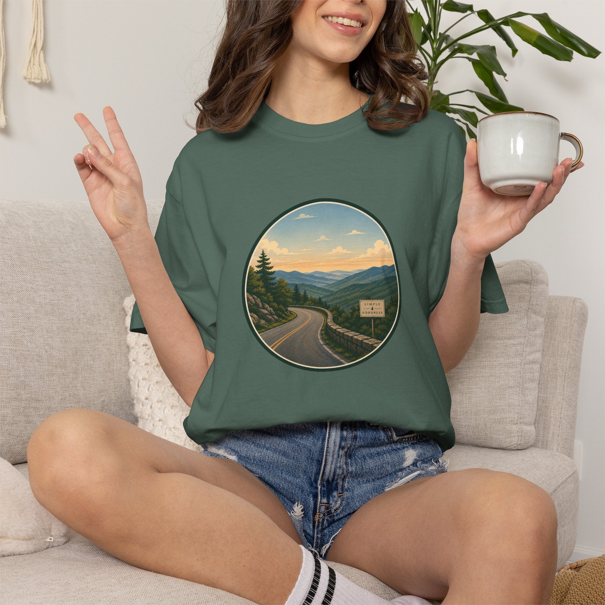 Road Through the Mountains T-Shirt — Scenic Sunset Drive Graphic Tee