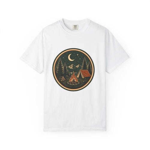 Camping Night T-Shirt — Retro Campfire & Tent Graphic