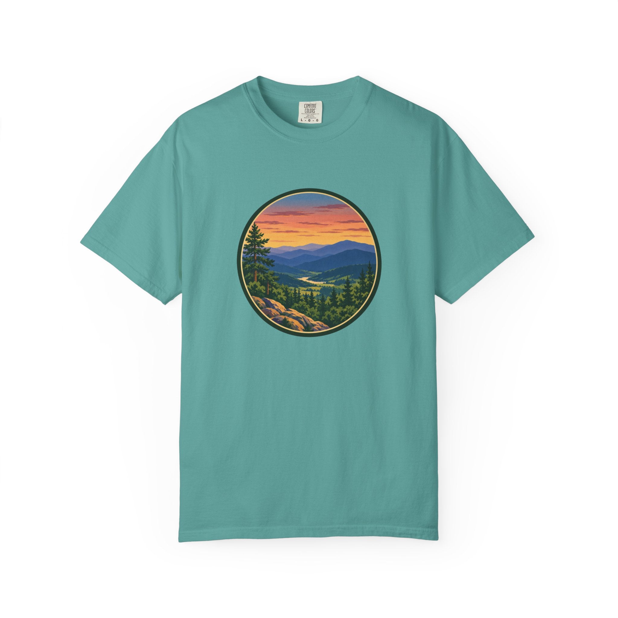 Retro Mountain Sunset T-Shirt — Scenic Blue Ridge Mountain Tee