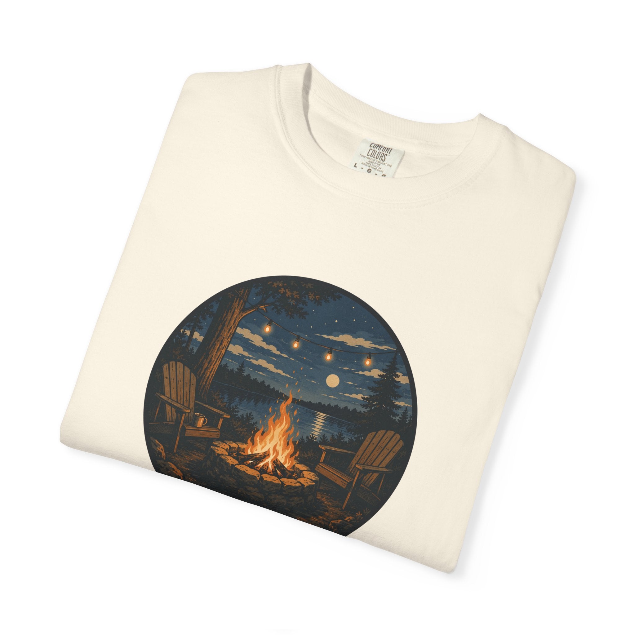 Campfire Night T-Shirt — Cozy Lakeside Bonfire Design