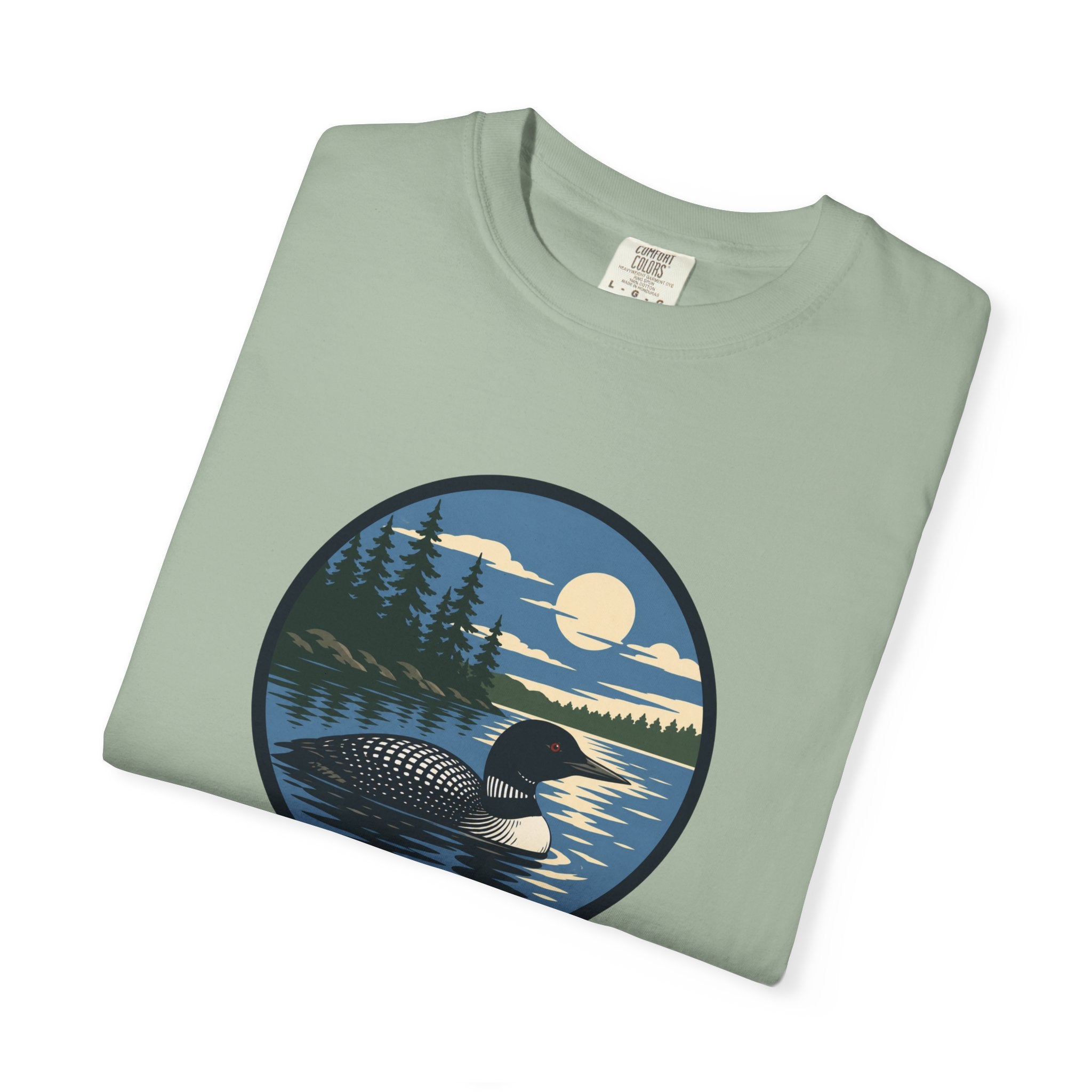 Loon Lake Sunset T-Shirt — Vintage Wilderness Loon Graphic