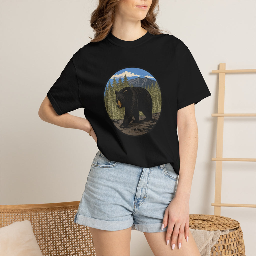 Black Bear Wilderness Badge Unisex Garment-Dyed T-Shirt