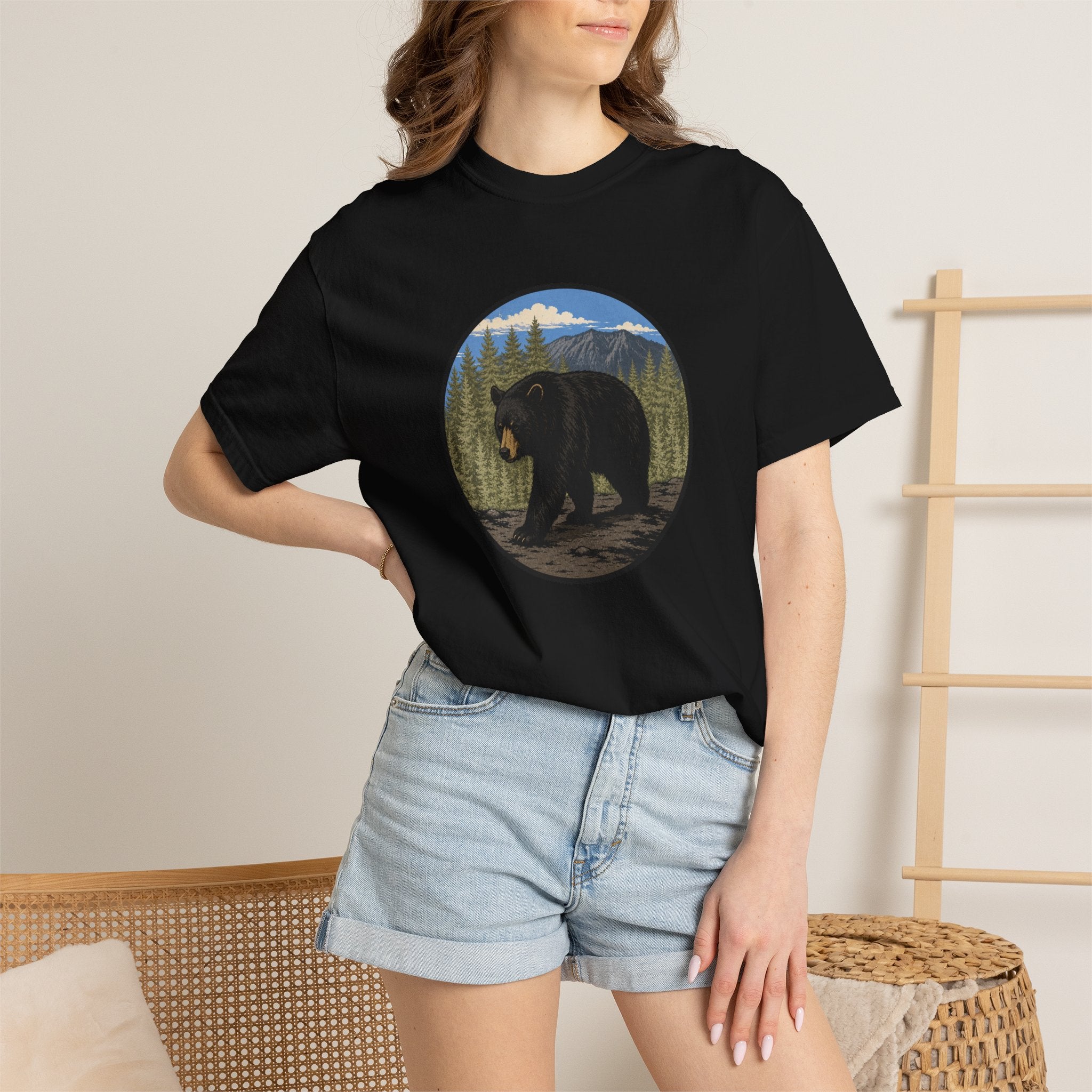 Black Bear Wilderness Badge Unisex Garment-Dyed T-Shirt