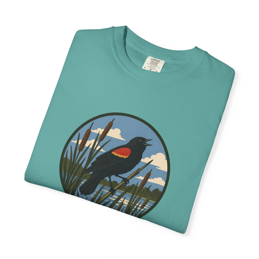 Red-winged Blackbird Graphic Tee — Marsh Bird Nature T-Shirt