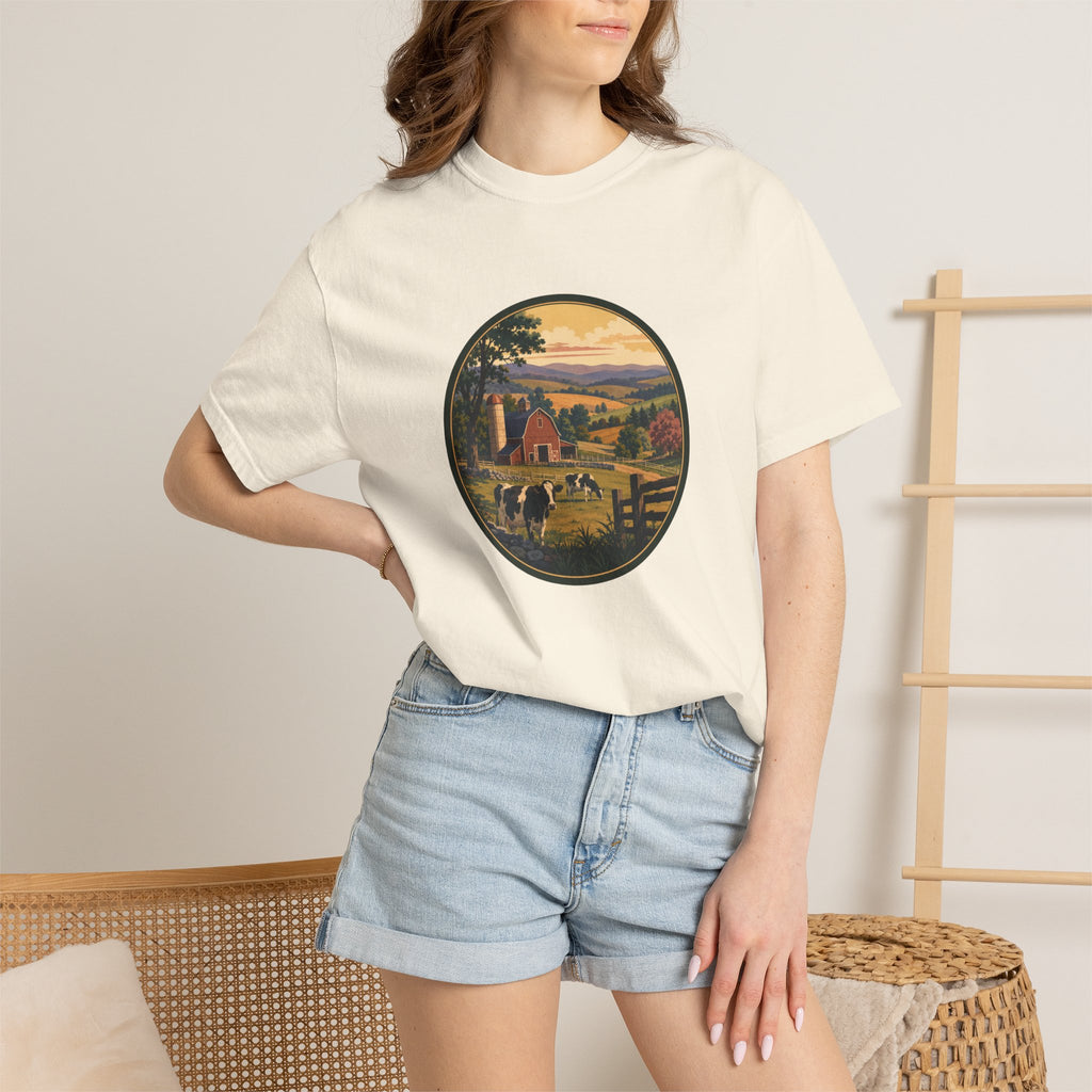 Vintage Country Dairy Farm Scene T-Shirt