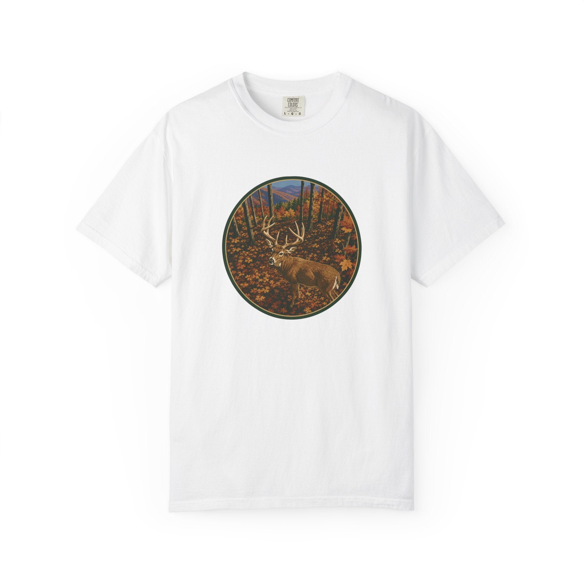 Whitetail BuckT-Shirt — Autumn Forest Deer Circle Graphic