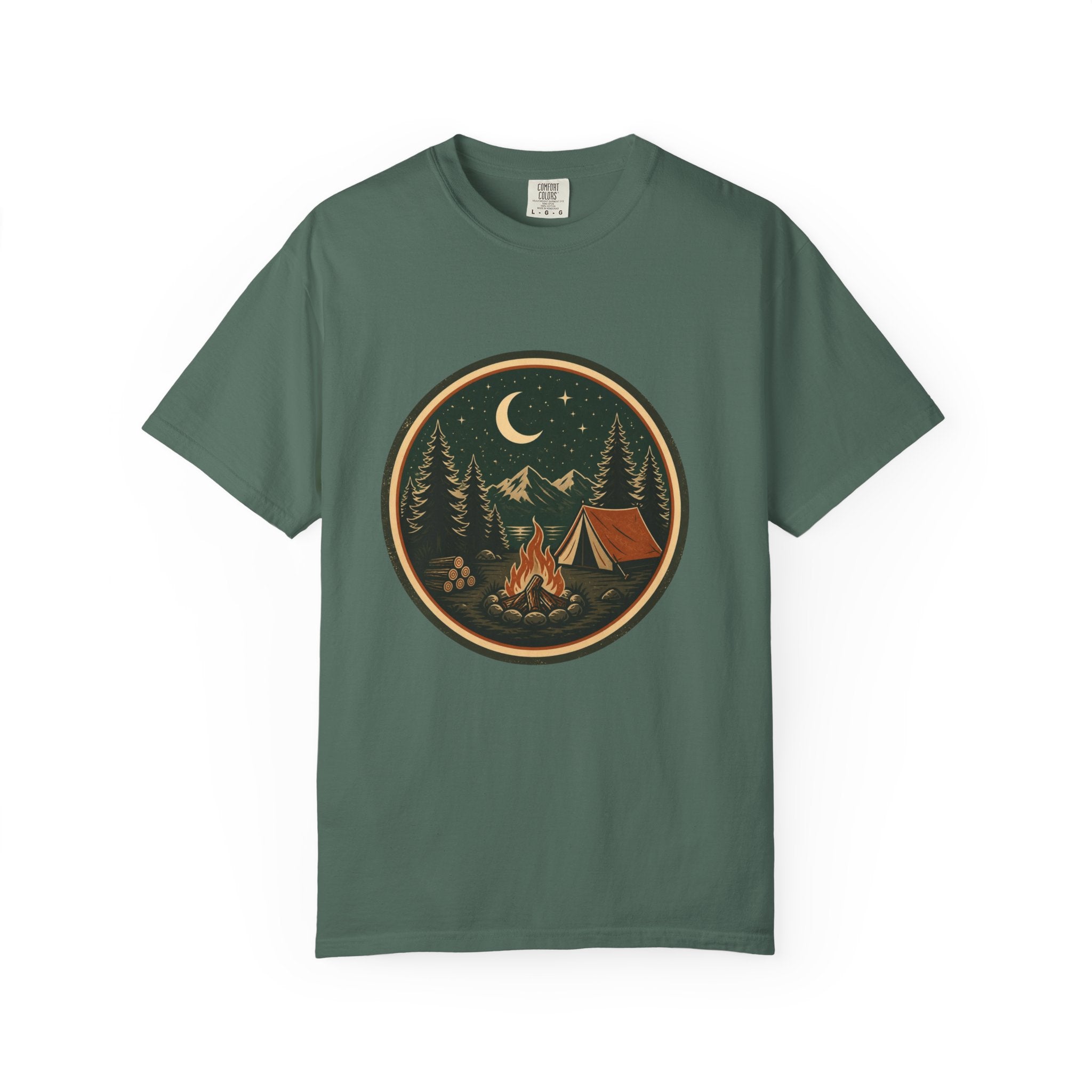 Camping Night T-Shirt — Retro Campfire & Tent Graphic
