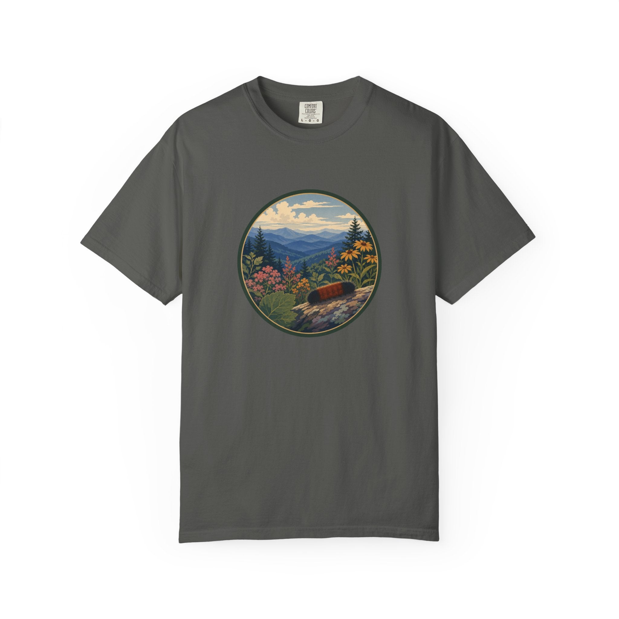 Mountain Caterpillar Scenic T-Shirt — Vintage Wilderness Nature Graphic