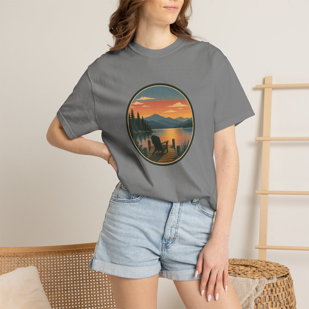 Sunset Lake Scenic T-Shirt – Mountain Dock Landscape Tee