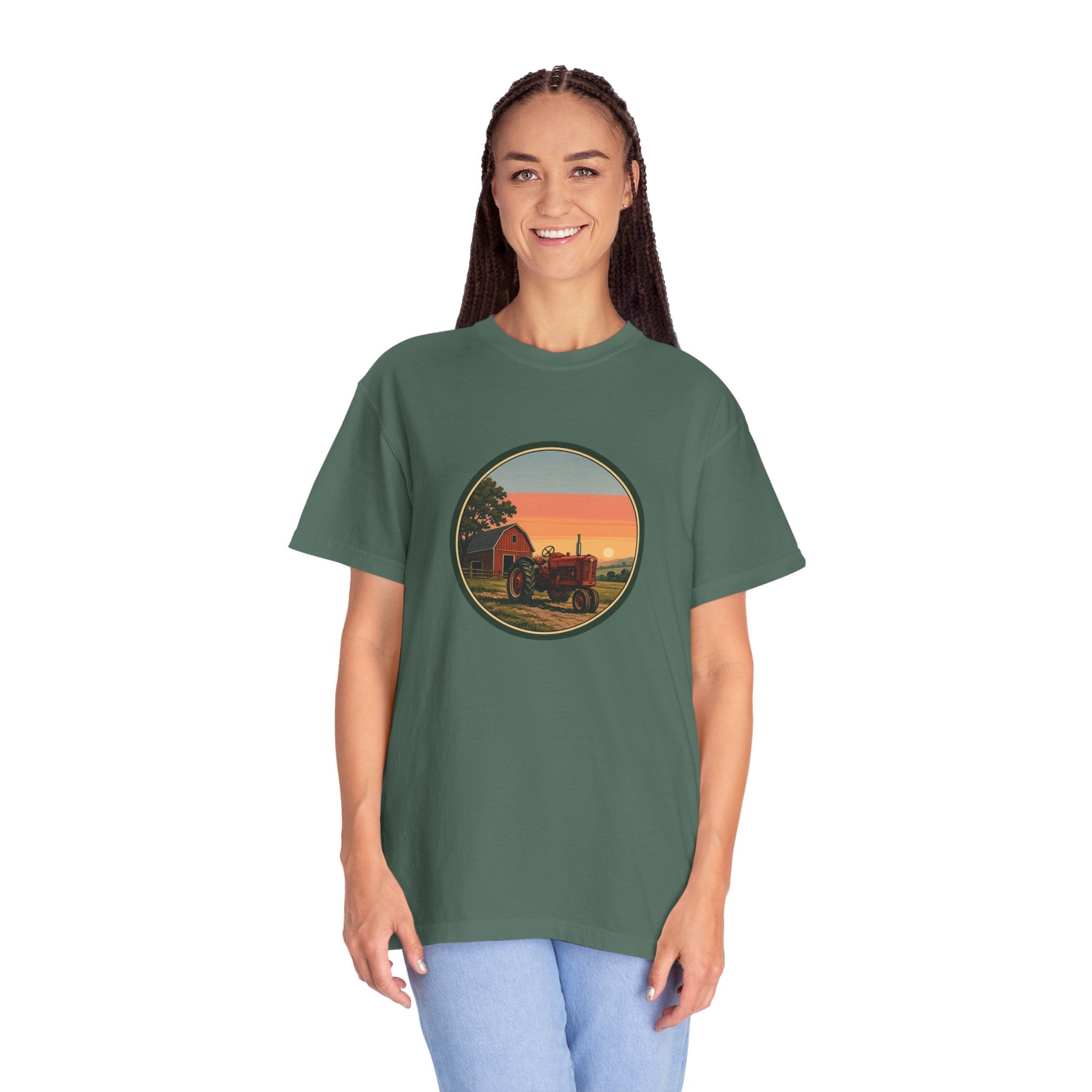 Vintage Farm Tractor Sunset T-Shirt
