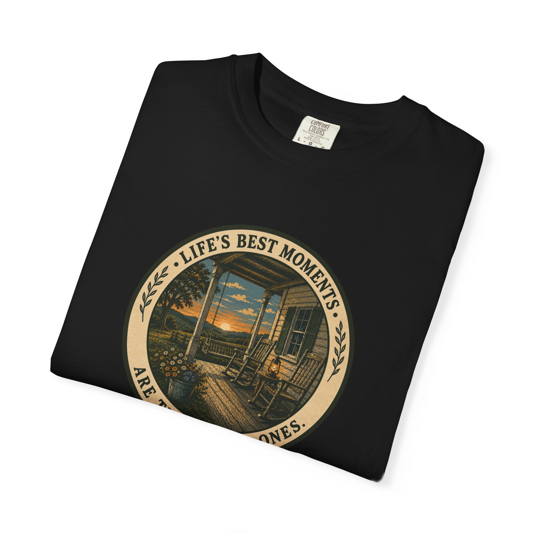 'Life's Best Moments Are the Simple Ones' Sunset Porch Graphic T-Shirt