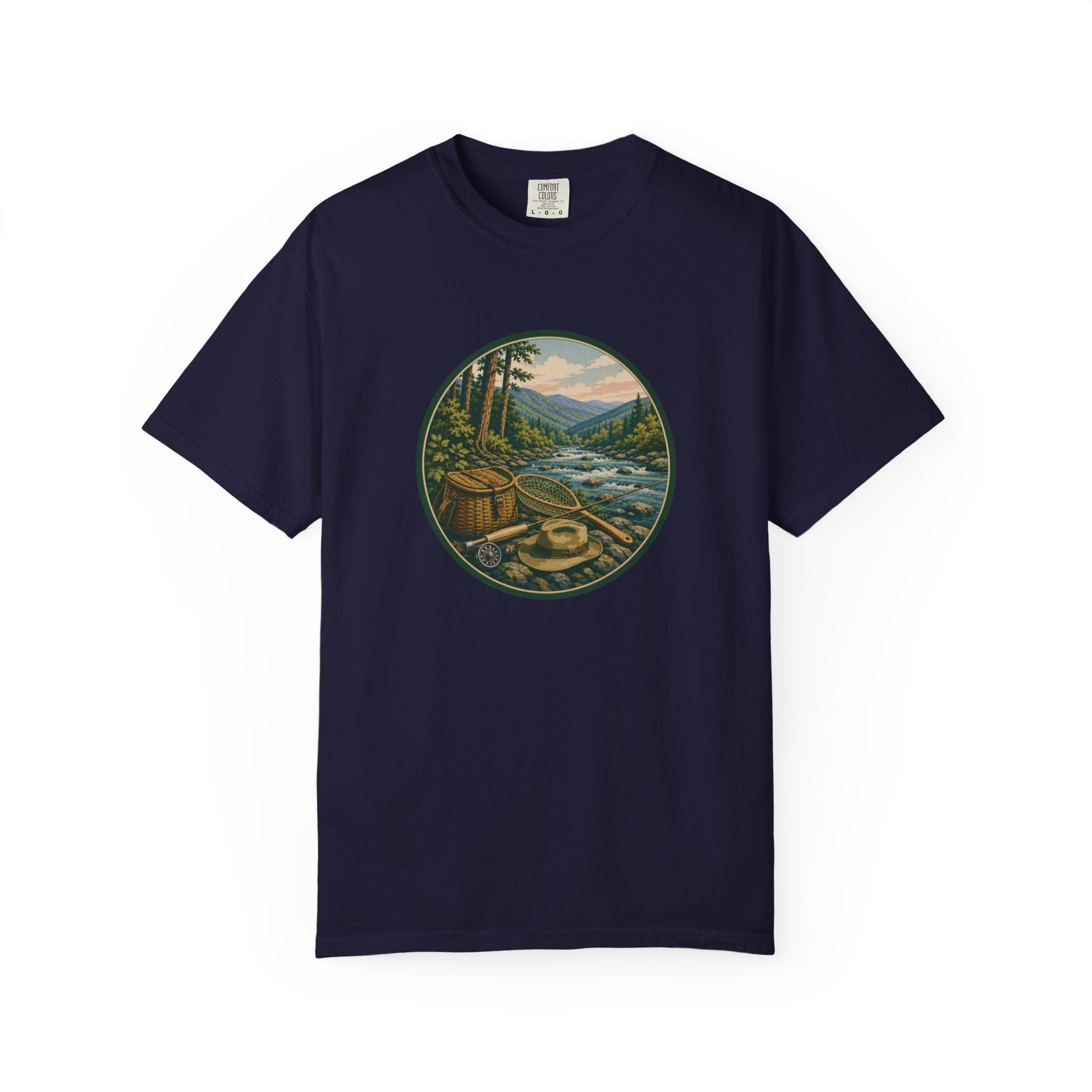 Outdoor River Fly Fishing T-Shirt — Vintage Fly Fishing Design