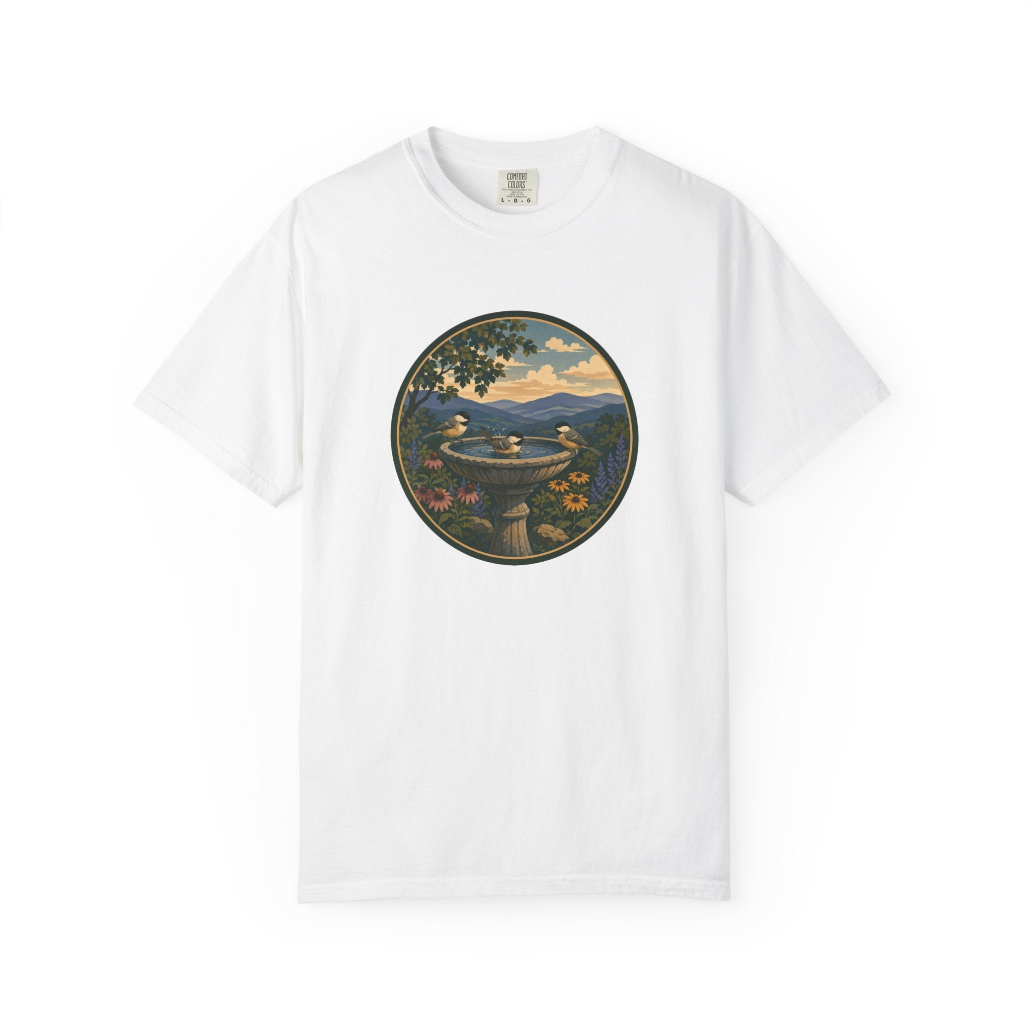 Scenic Birdbath Landscape T-Shirt