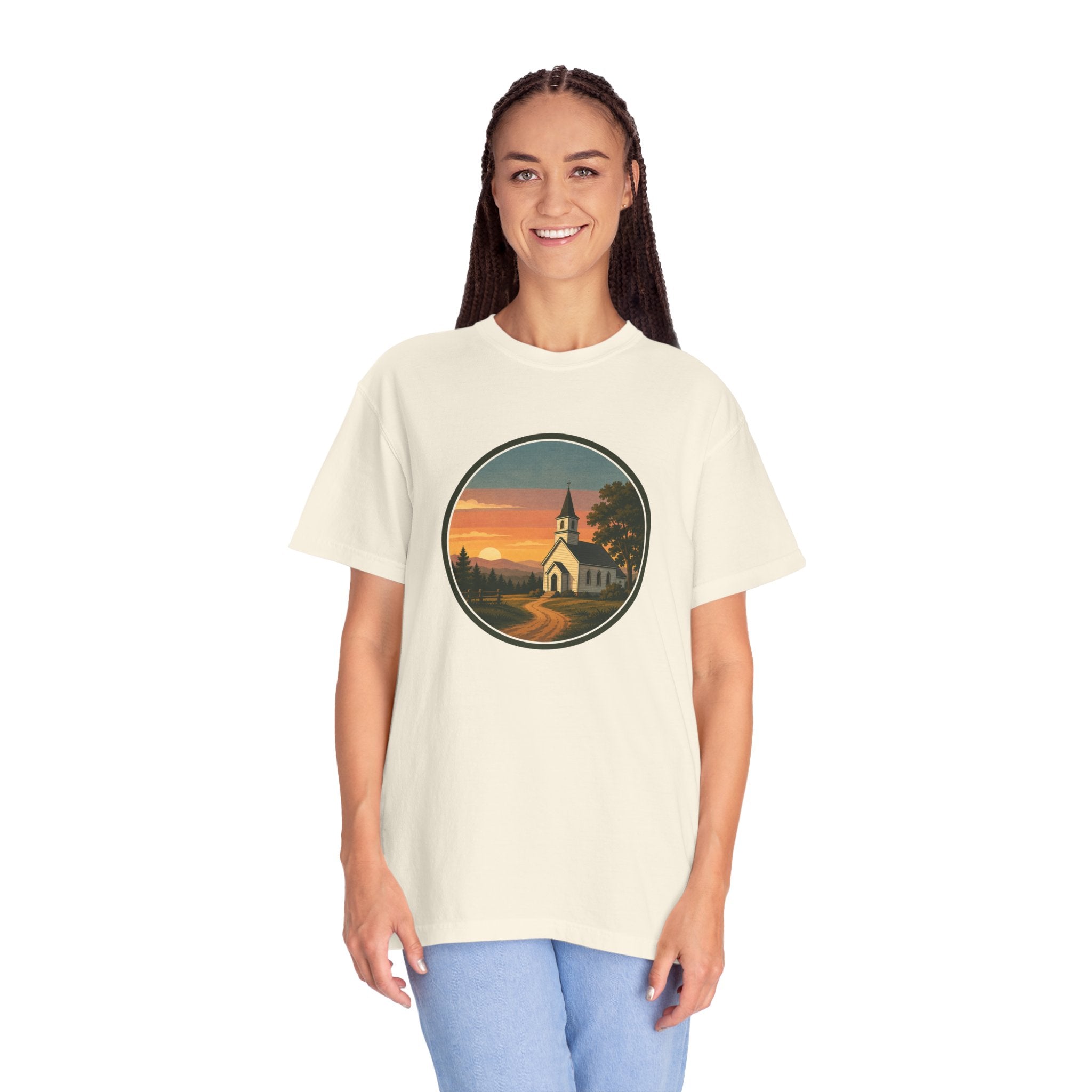 Vintage Church Sunset T-Shirt