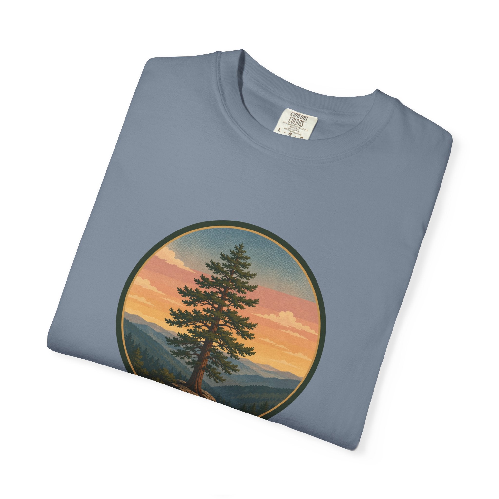 Cedar Tree Sunset T-Shirt — Vintage Mountain Cedar Graphic Tee