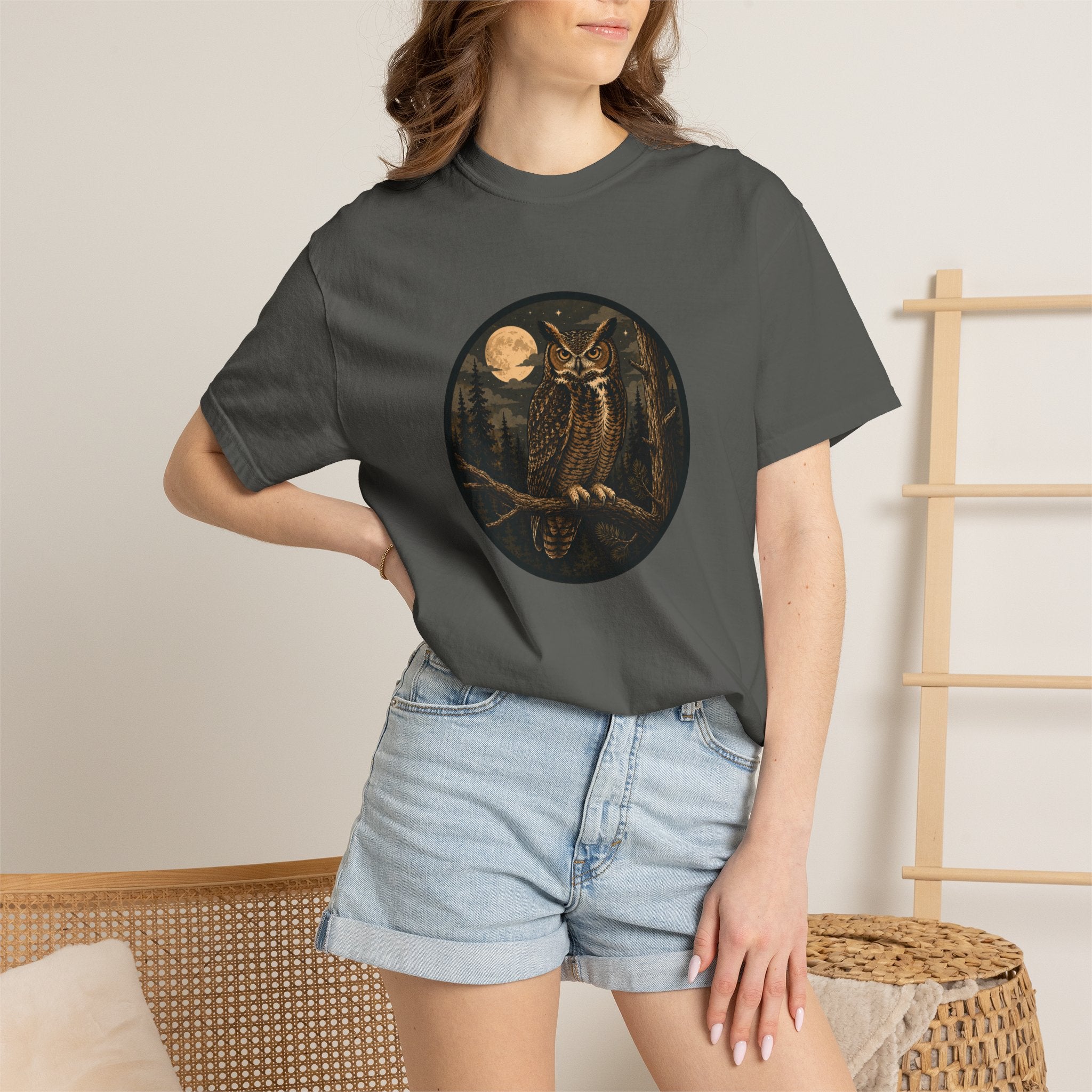 Owl Moon T-Shirt — Vintage Night Forest Graphic