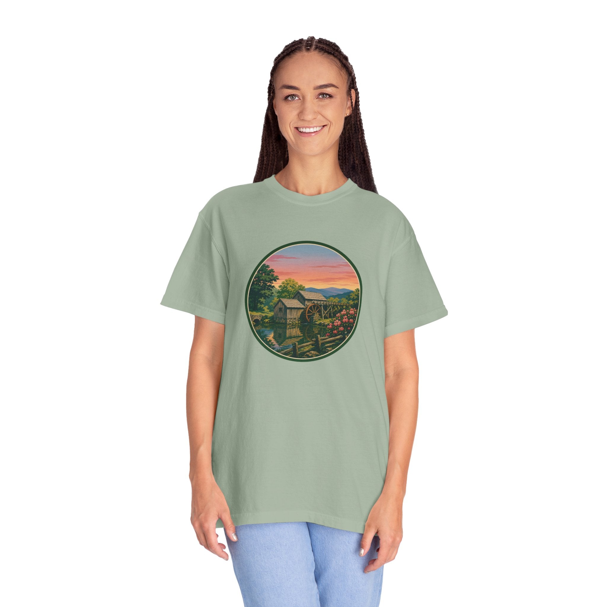 Scenic Sunset Watermill  T-Shirt