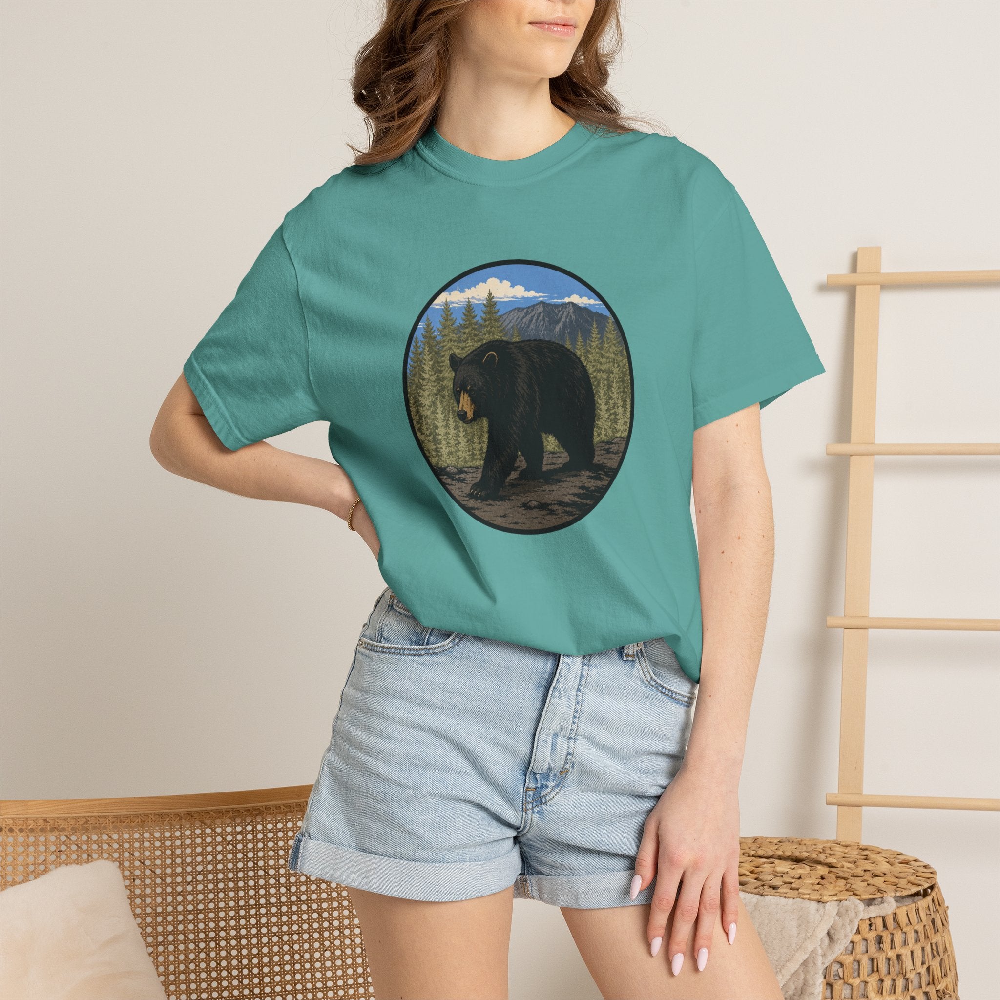 Black Bear Wilderness Badge Unisex Garment-Dyed T-Shirt