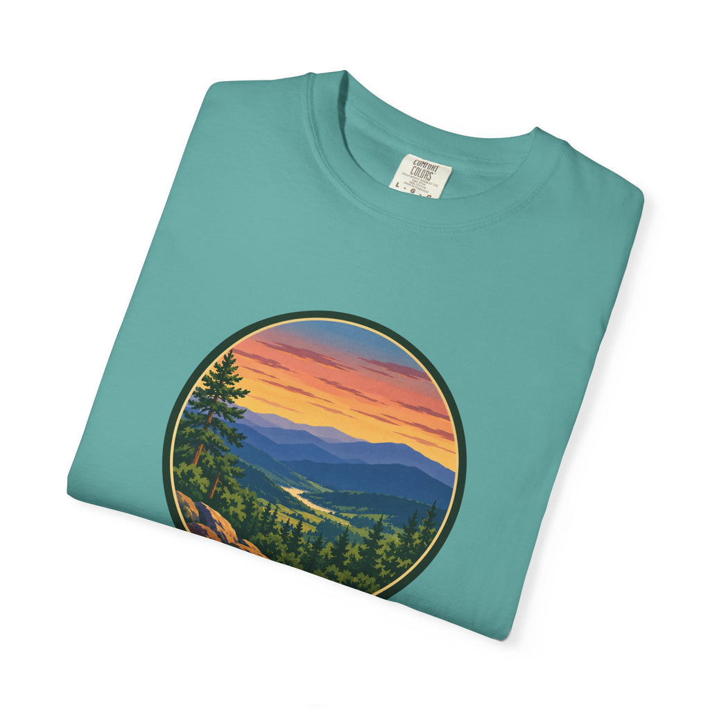 Retro Mountain Sunset T-Shirt — Scenic Blue Ridge Mountain Tee