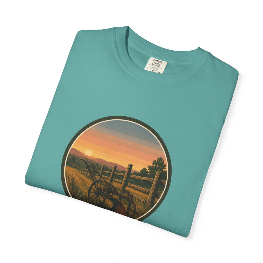Sunset Antique Plow Landscape T-Shirt