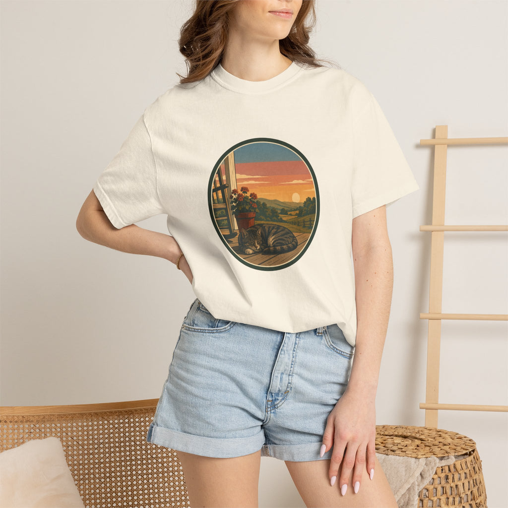 Vintage Sunset Cat Nap T-Shirt