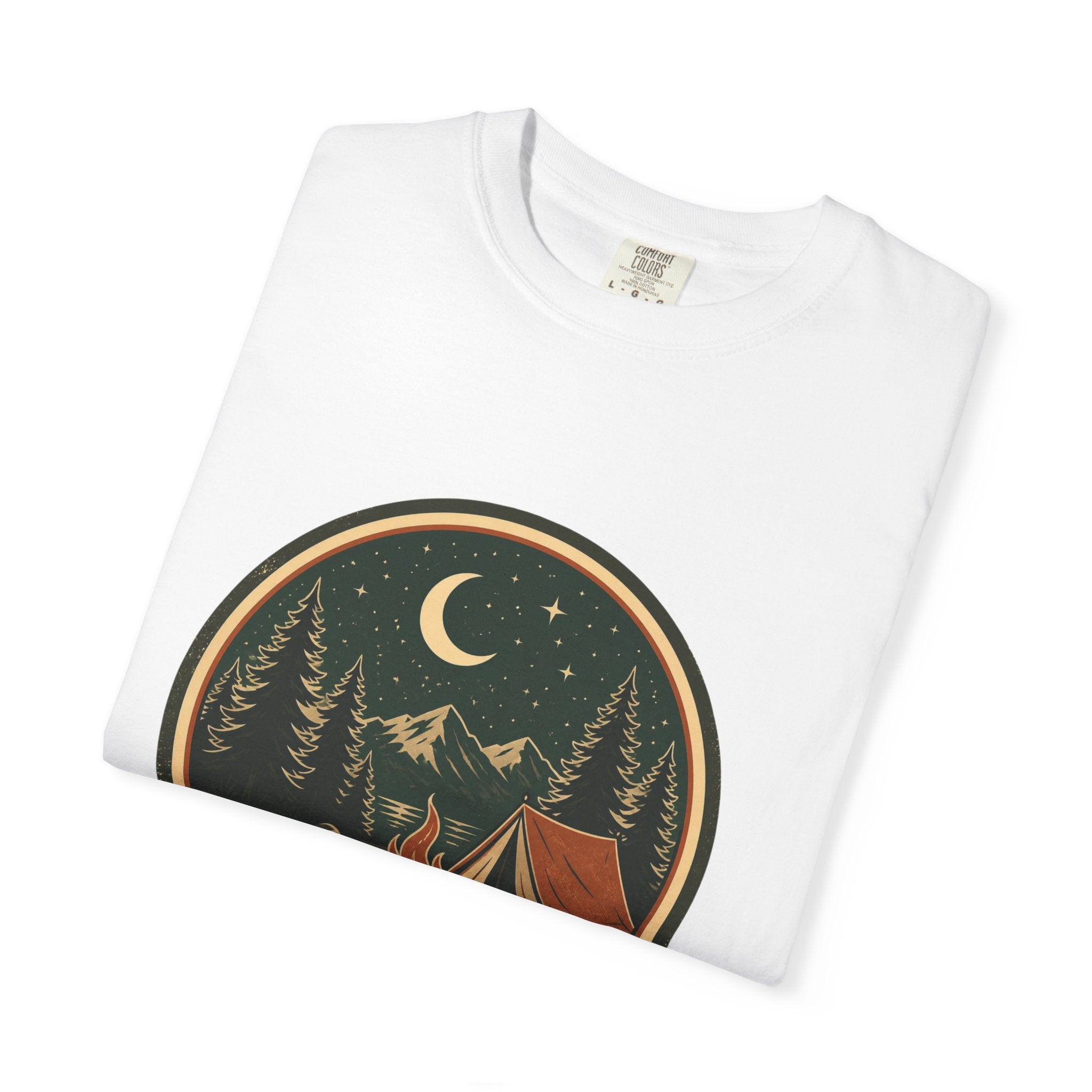 Camping Night T-Shirt — Retro Campfire & Tent Graphic