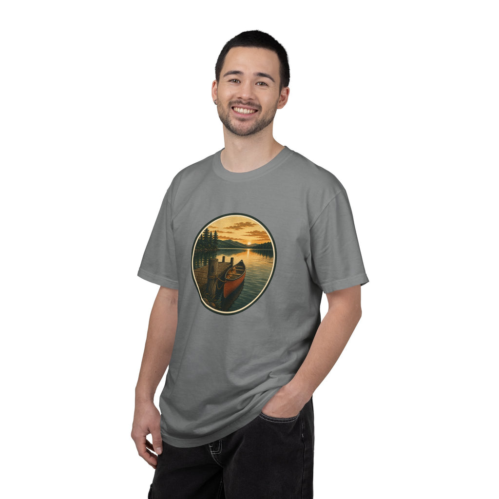 Canoe Sunset T-Shirt — Vintage Lake Adventure Graphic