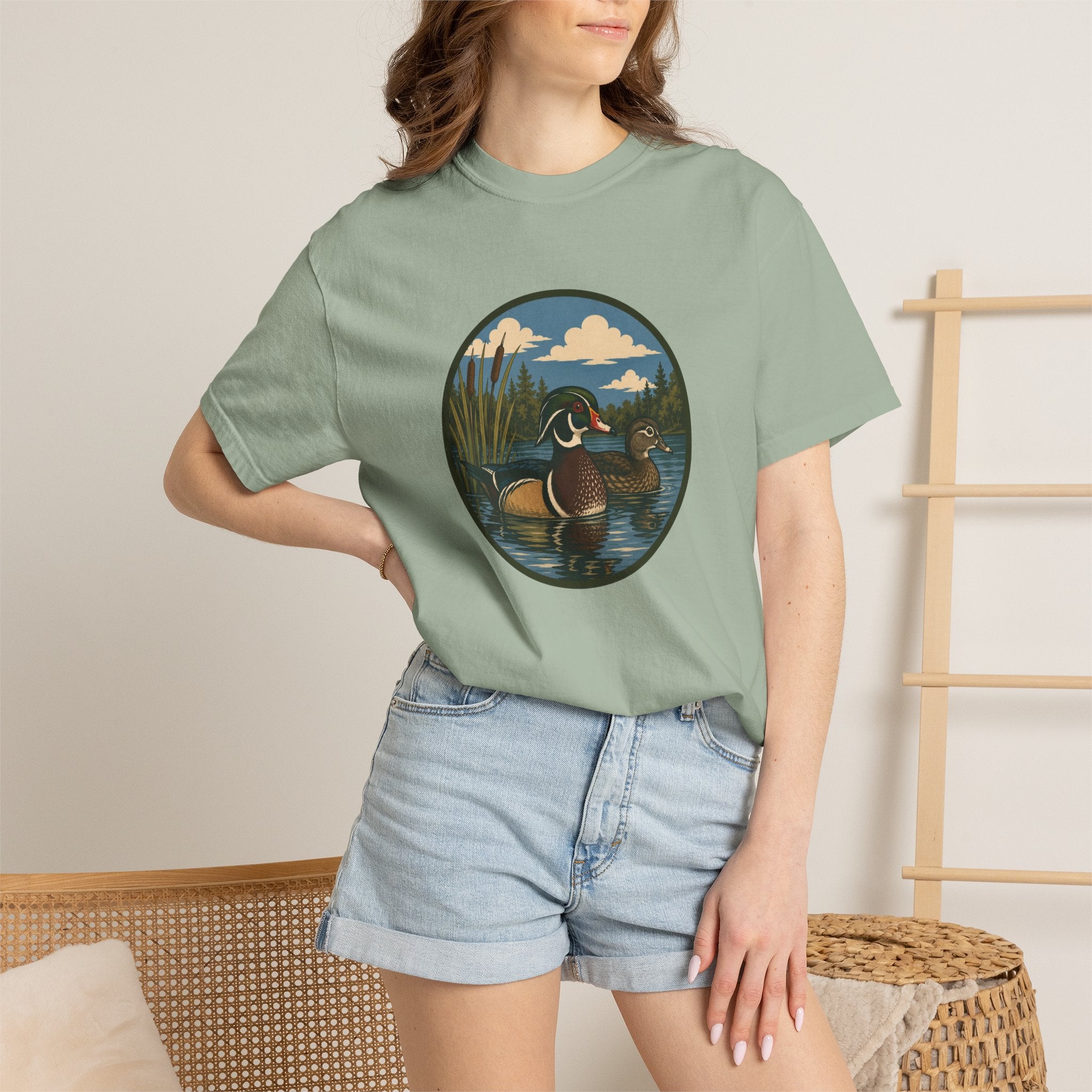 Wood Duck Pond T-Shirt — Vintage Waterfowl Nature Tee