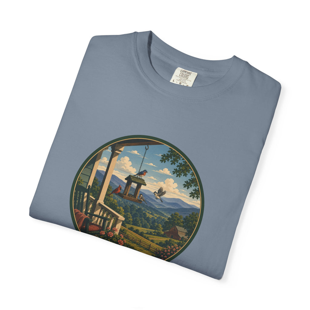 Scenic Porchview T-Shirt — Vintage Mountain Landscape Print