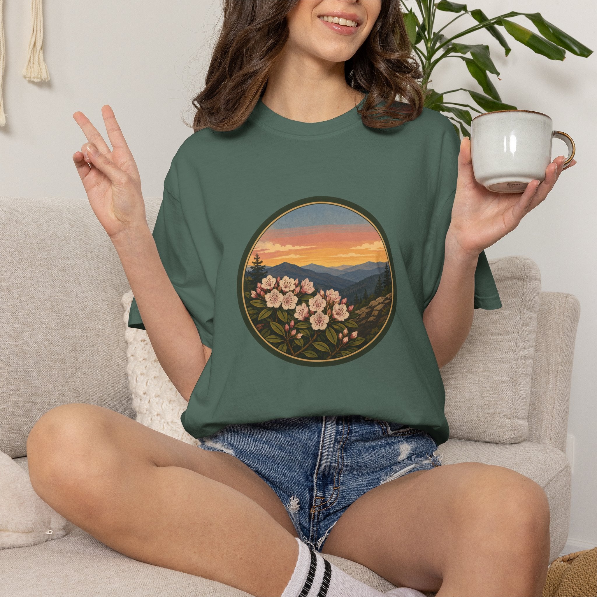 Mountain Laurel Bloom Sunset T-Shirt — Mountain Wildflower Graphic Tee