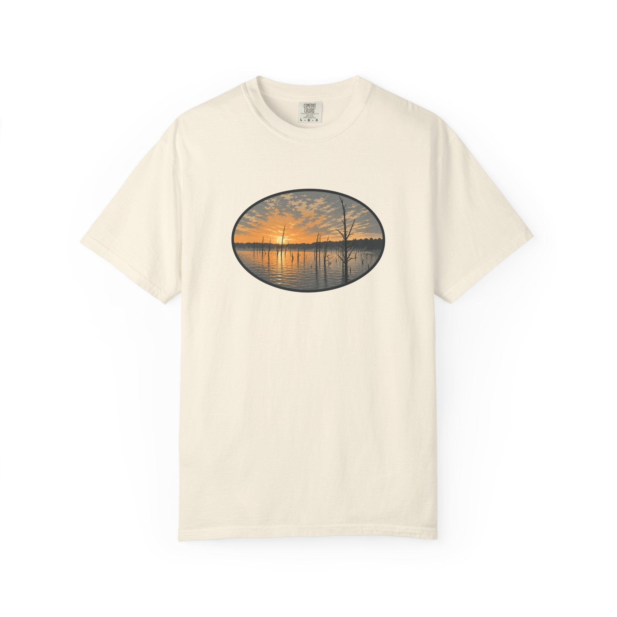 Sunrise Wooded Lake Oval T-Shirt