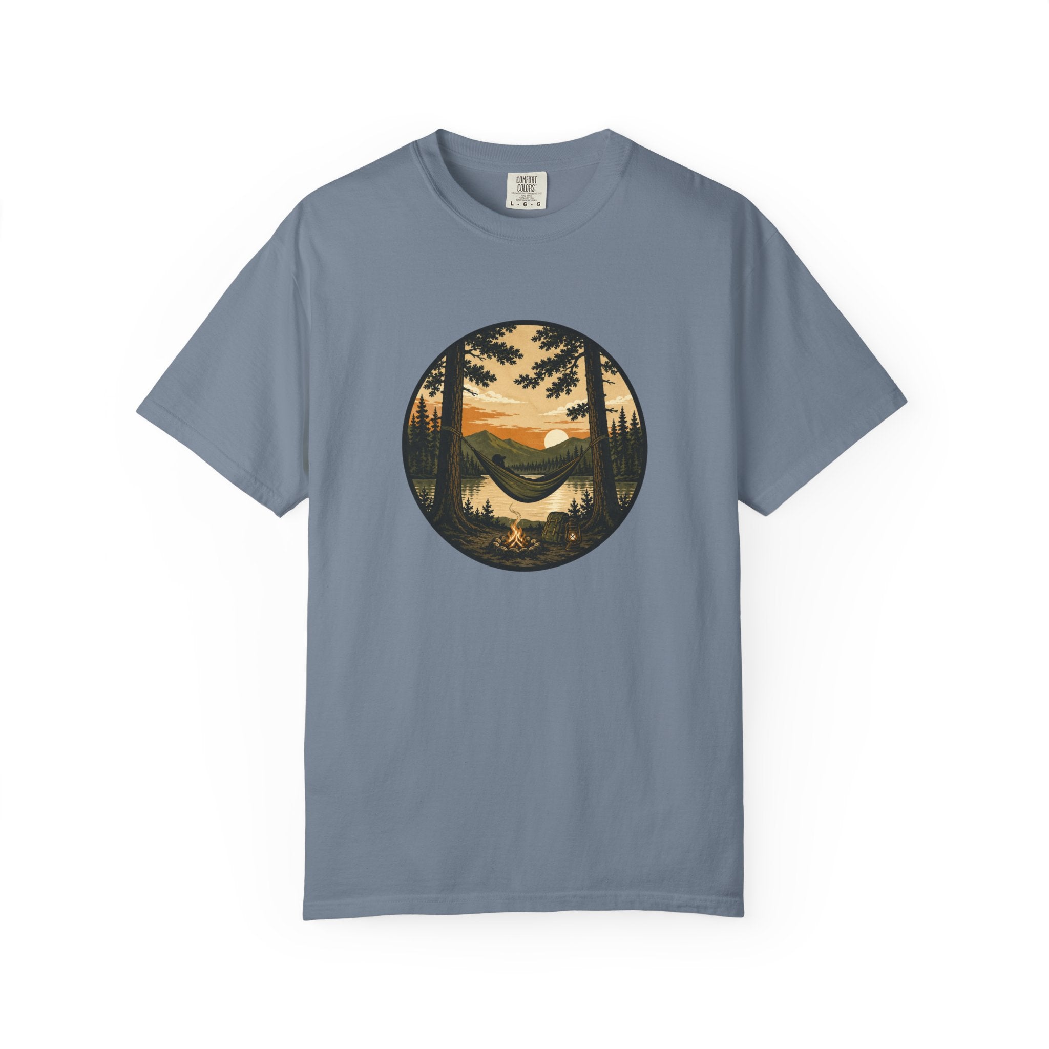 Vintage Mountain Lake T-Shirt — Sunset Forest Camper Tee