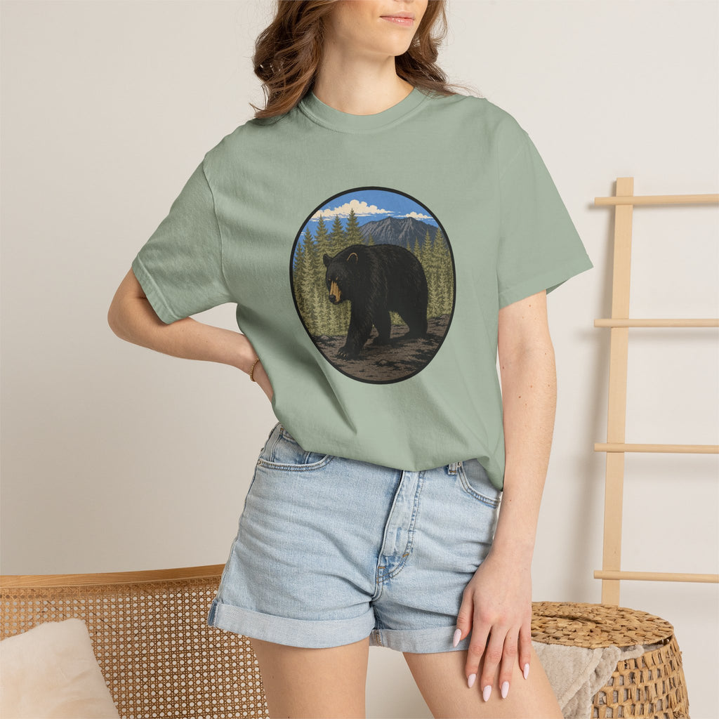 Black Bear Wilderness Badge Unisex Garment-Dyed T-Shirt