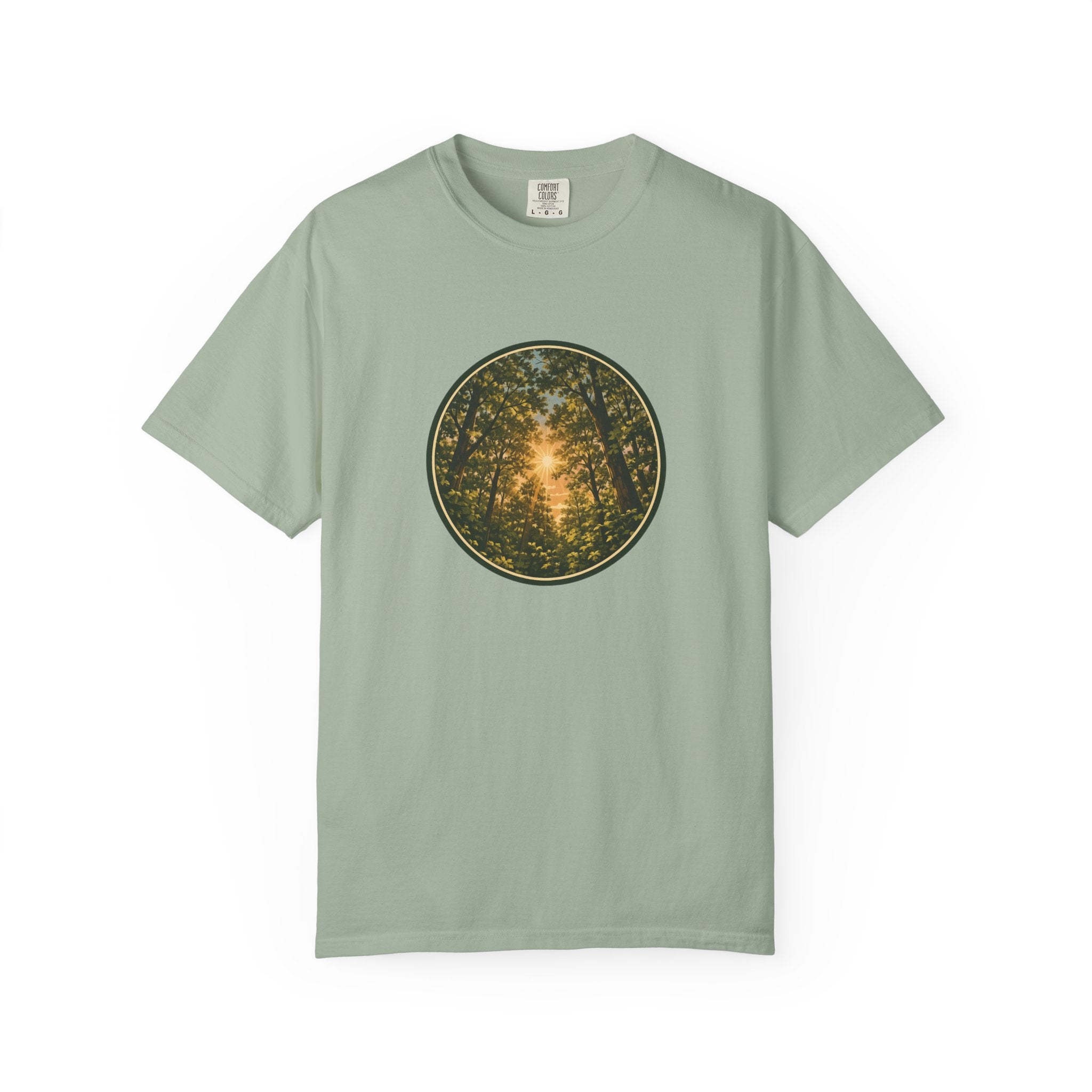 Forest Sunburst T-Shirt — Circular Woodland Nature Tee