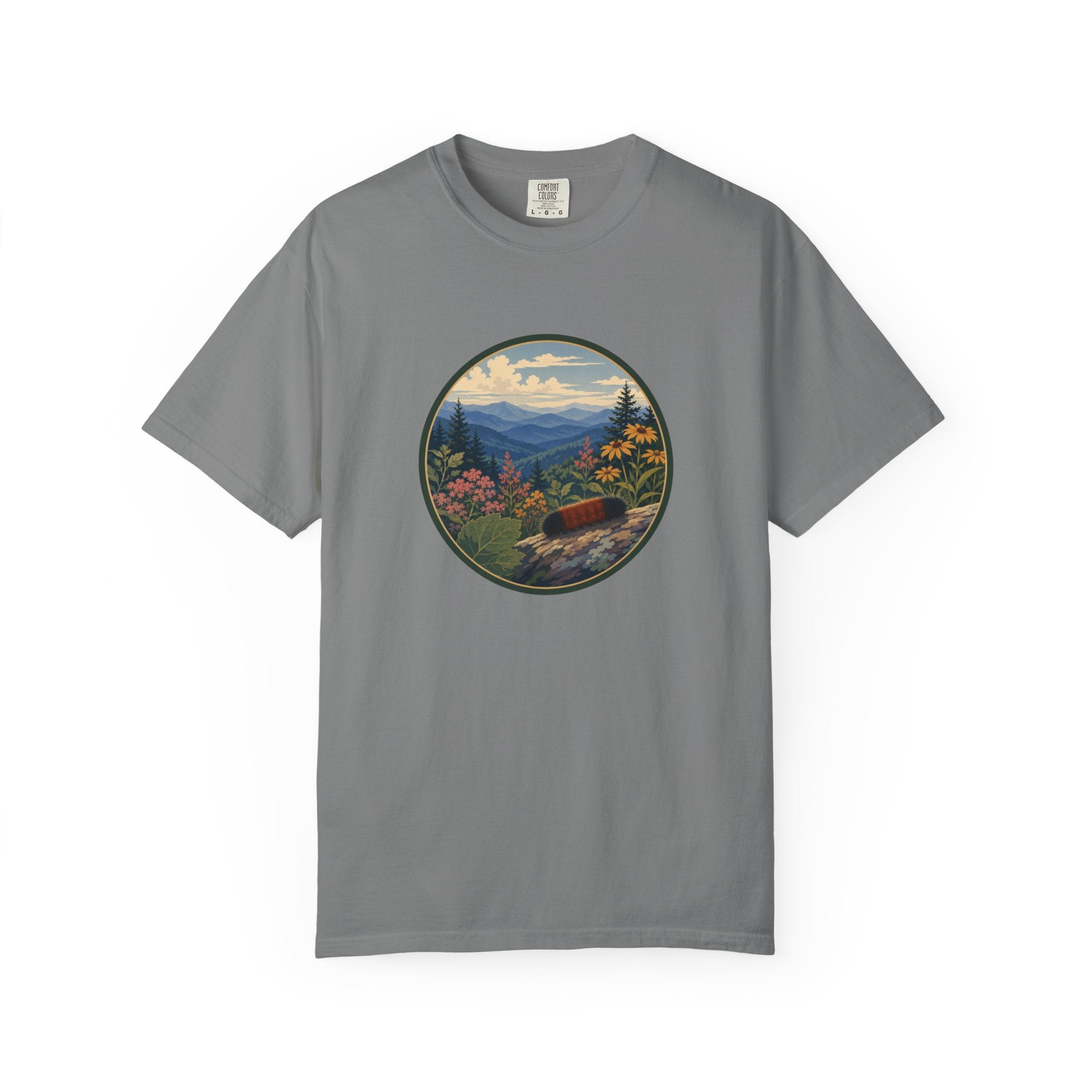 Mountain Caterpillar Scenic T-Shirt — Vintage Wilderness Nature Graphic
