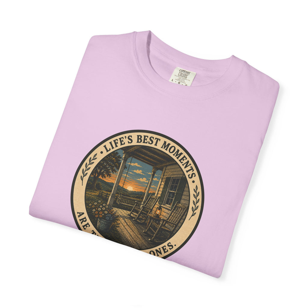 'Life's Best Moments Are the Simple Ones' Sunset Porch Graphic T-Shirt
