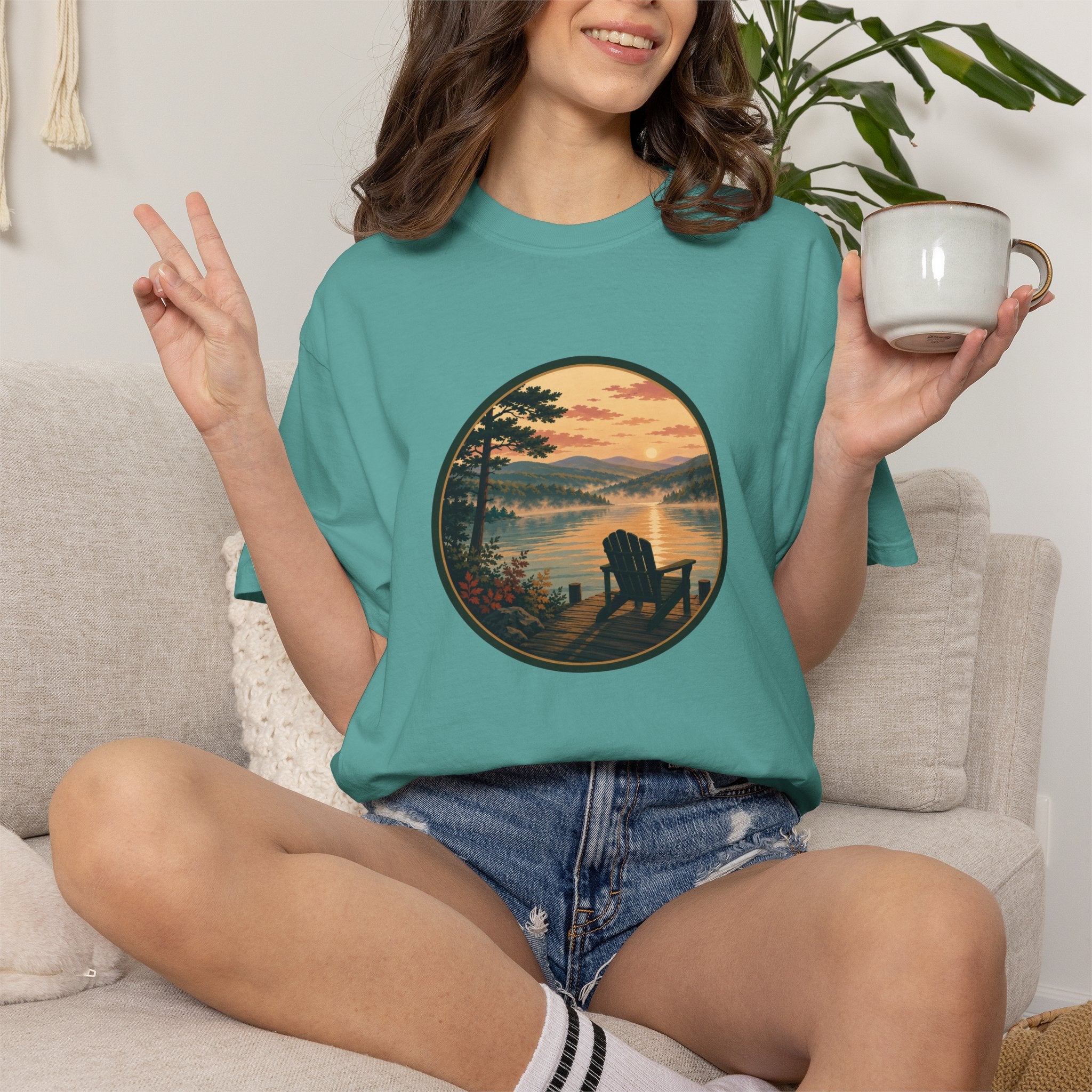 Lakeside Sunrise T-Shirt — Adirondack Chair at Sunrise Graphic Tee
