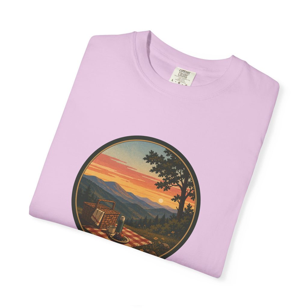 Sunset Picnic Tee — Scenic Mountain Picnic T-Shirt
