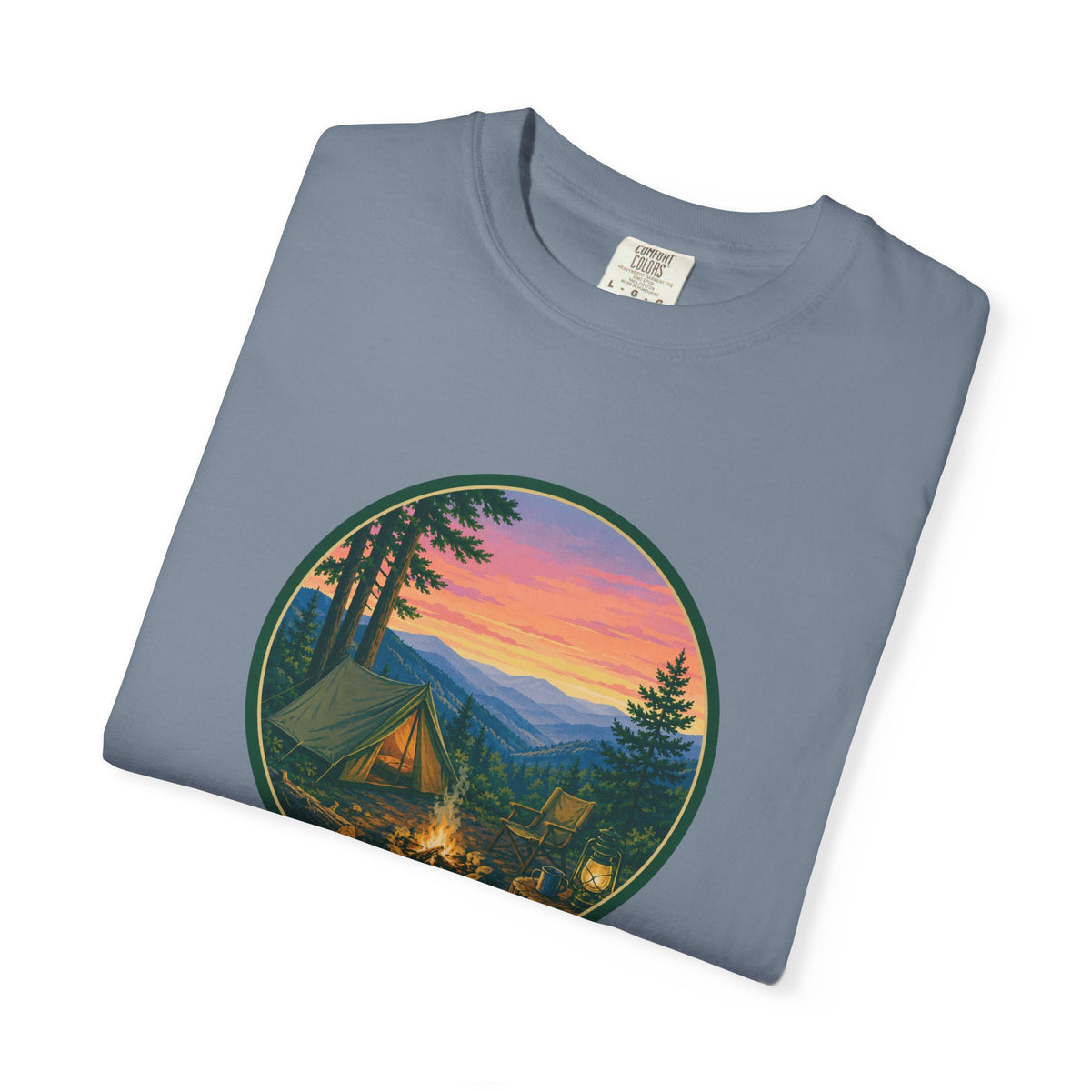 Camping Sunset T-Shirt — Vintage Campfire Scene Tee