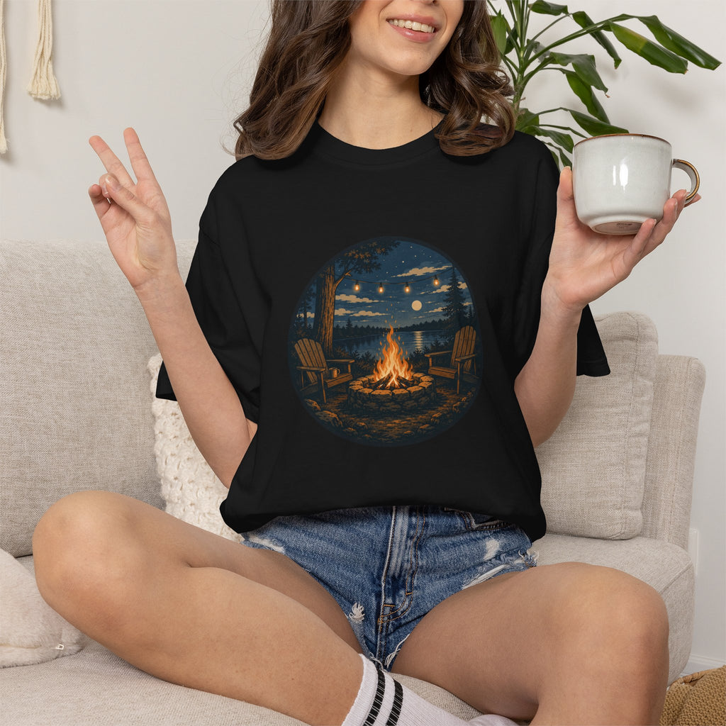 Campfire Night T-Shirt — Cozy Lakeside Bonfire Design