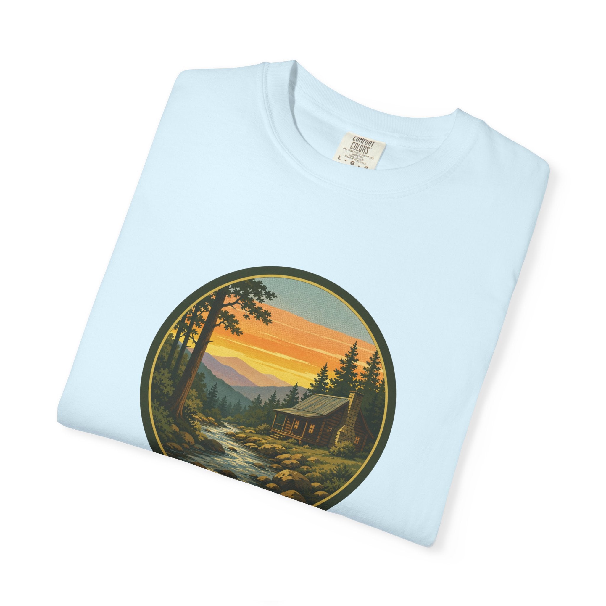 Nature Sunset River T-Shirt — Vintage Mountain Cabin Scenic Tee