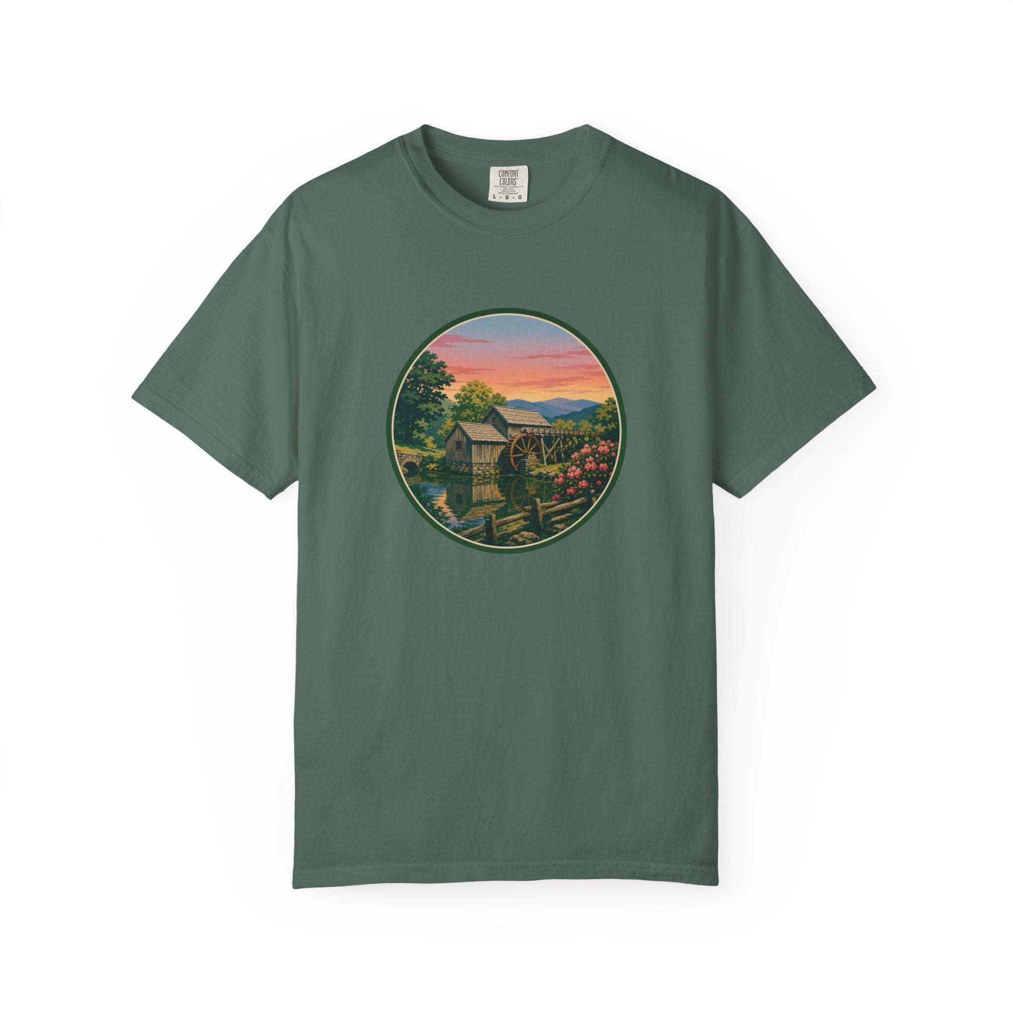 Scenic Sunset Watermill  T-Shirt