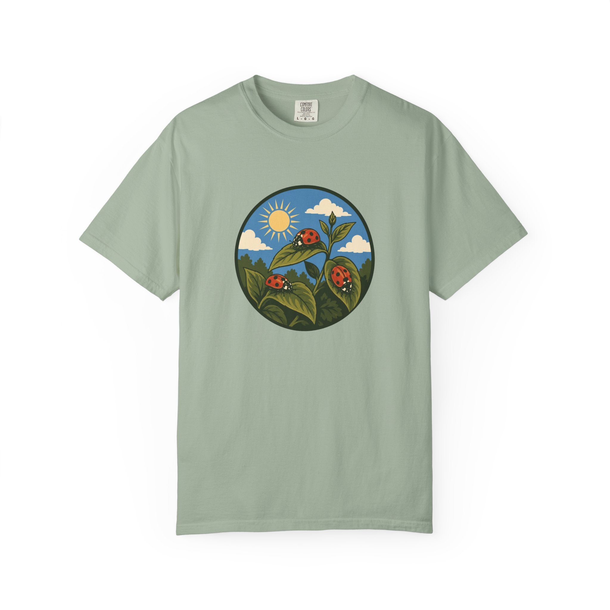 Ladybug Garden T-Shirt — Floral Nature Graphic Tee