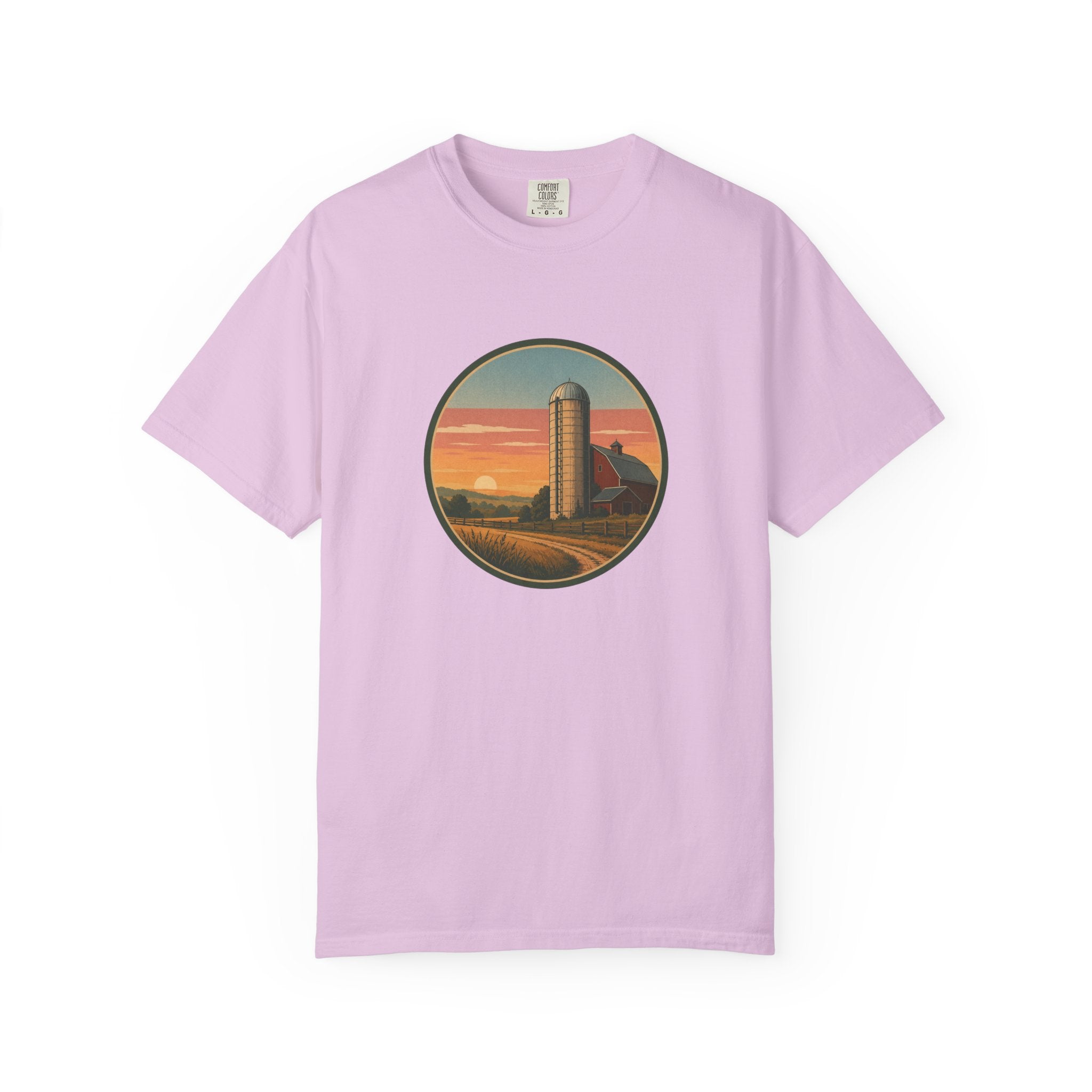 Retro Sunset Farm Silo T-Shirt