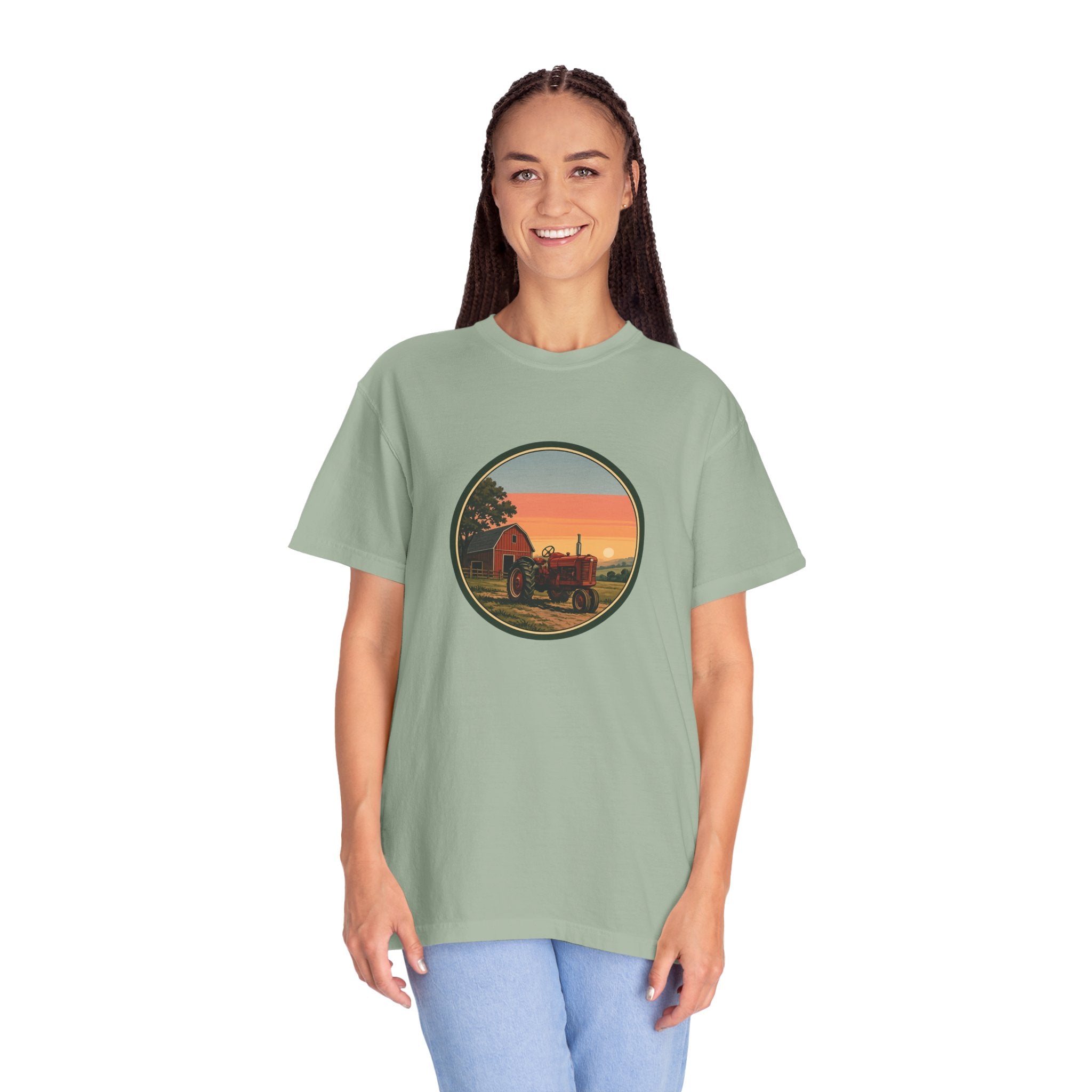 Vintage Farm Tractor Sunset T-Shirt