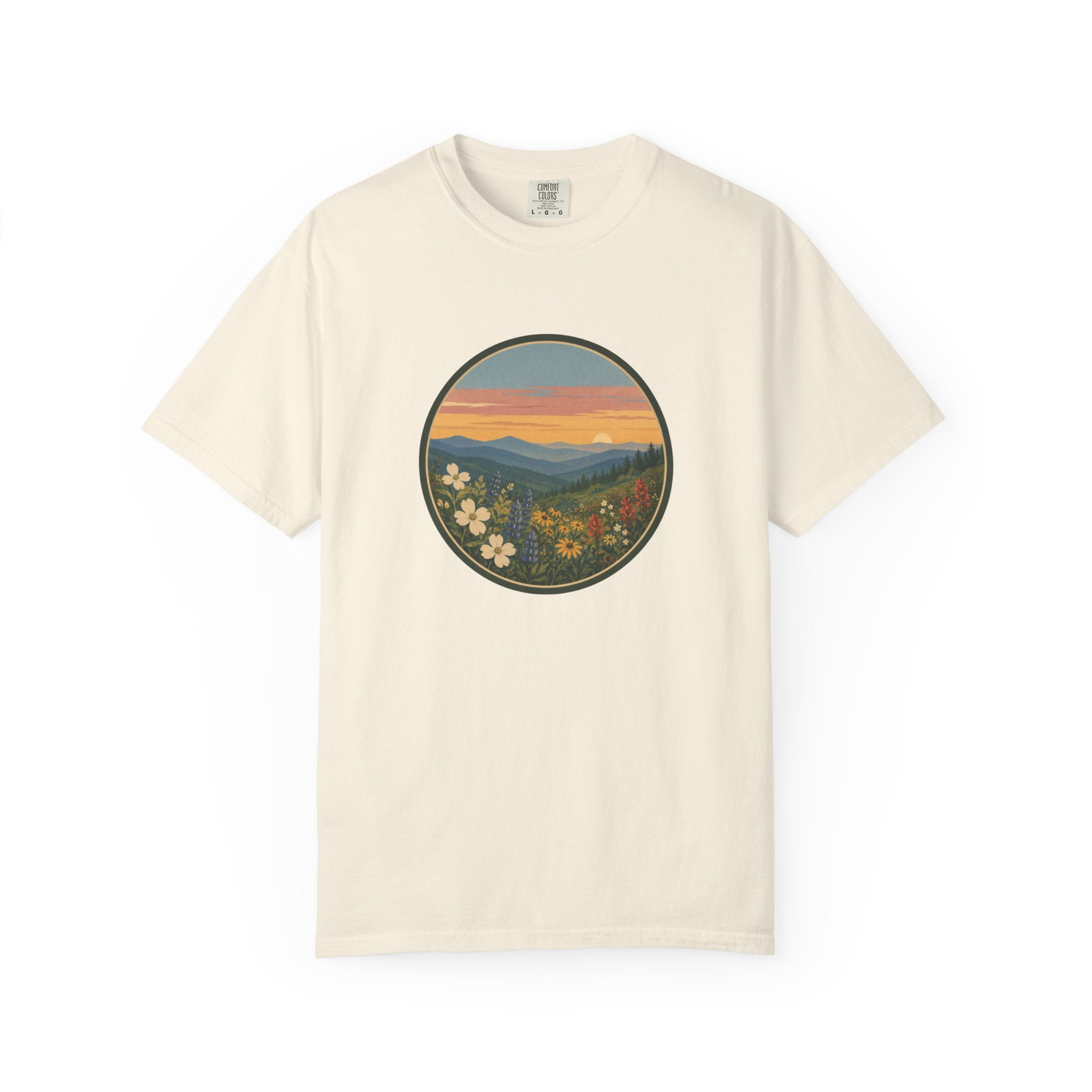 Scenic Sunset Mountain Wildflower T-Shirt