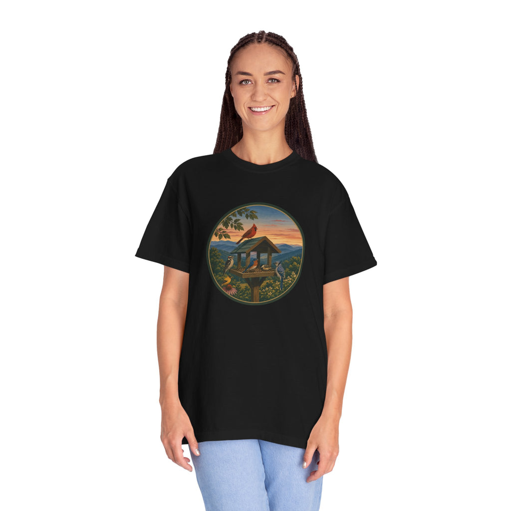 Sunset Bird Feeder Circle T-Shirt